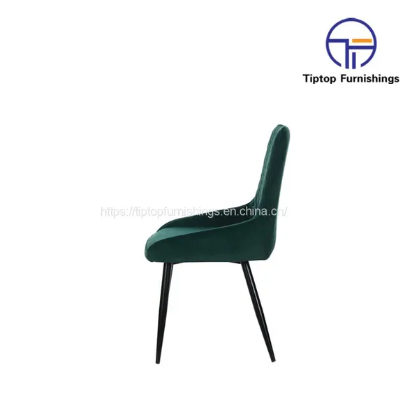 Tiptop Hot Sale New Design Luxury Green Linen Fabric Beach Wood Legs Leisure Chair For Dininig photo-4