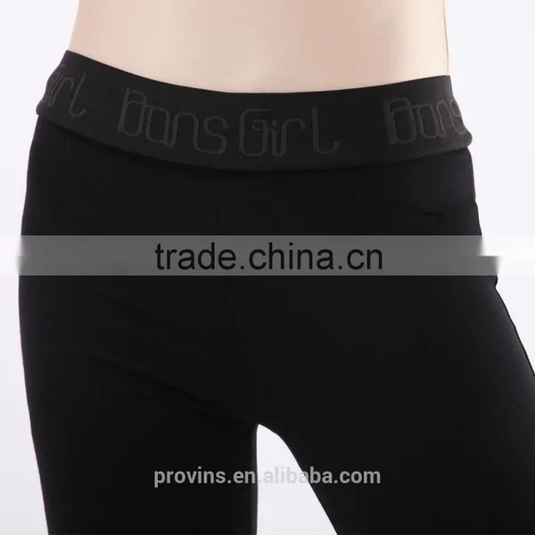 Cotton Lycra Yoga Leggings, Cotton Sport Leggings, Black Dance Leggings photo-3