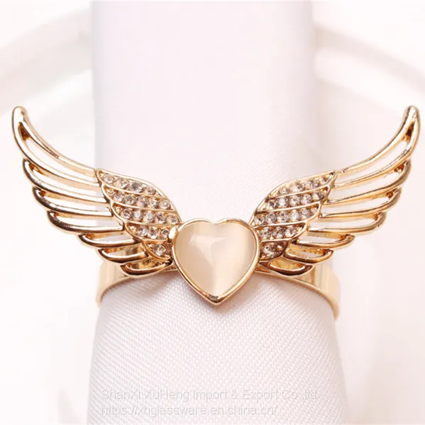 Gold Silver Angel Love Wings Napkin Ring For Valentine's Day Table Decoration photo-2