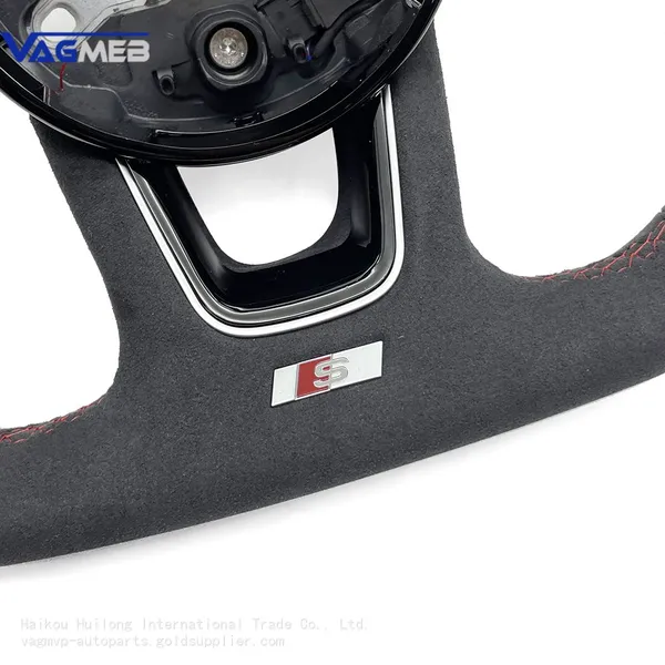 For Audi A3 A4 A5 S3 S4 S5 B9 Full Alcantara Red Stitching Steering Wheel With Key Button Frame Assembly photo-2