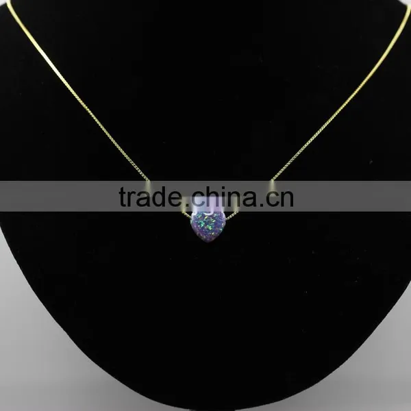 10mm Opal Heart Sterling Silver Heart Opal Necklace/ Synthetic Opal/ Heart Opal Charms photo-5