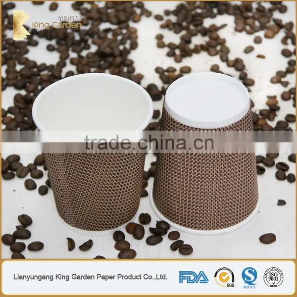 PE Coated Disposable Ripple Wall Coffee Paper Cups With Lids photo-2