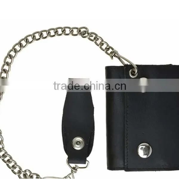 Trifold New RFID Blocking Leather Biker Wallet Chain ID Card Holder Button Closure photo-2