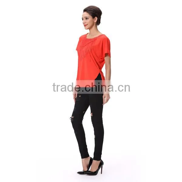 Ladies Bulk Wholesale T Shirts 100% Rayon Made by China T Shirt Factory photo-4