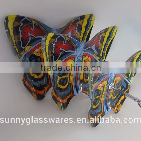 Creative Style Butterfly Blue Glass Plate of Three Layers photo-4