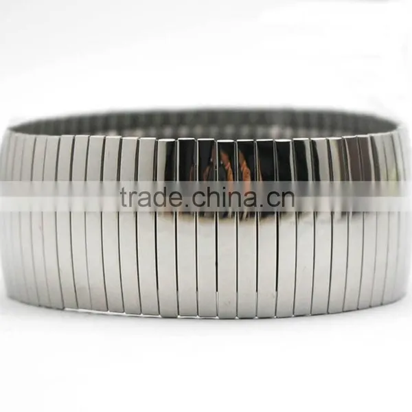 High Polished Silver Stretchy Claw Chain Elastic Stainless Steel Bracelet photo-3
