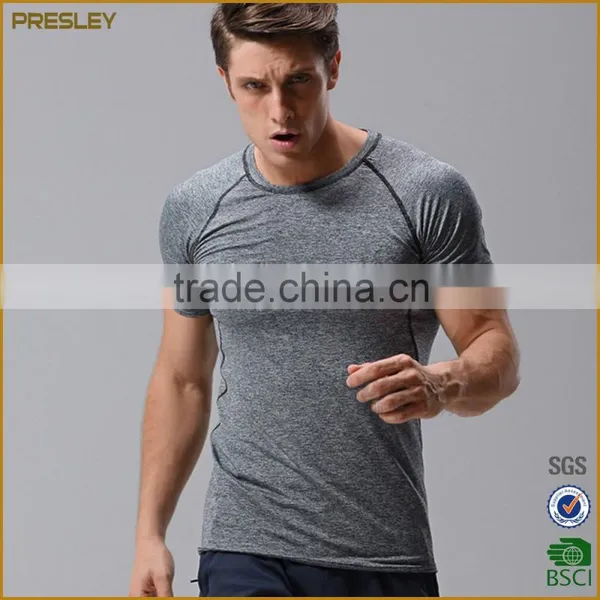 2016 Custom Design 100% Cotton Men's Heather Plain Round Neck Sports T Shirt photo-2