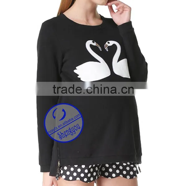 Custom 100% Cotton Maternity's Pullover Hoodies & Sweatshirts With Side Zipper photo-3