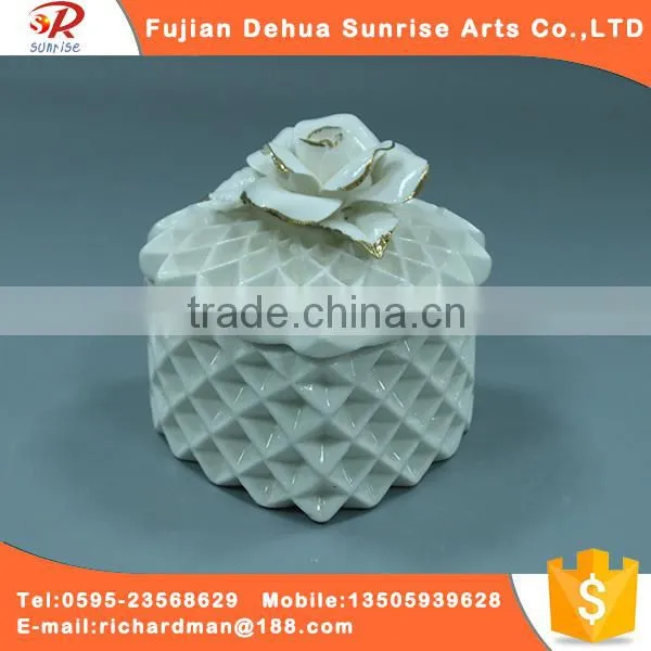 Love the Style Ceramic Jewelry Basket Stripe Decoration Box
