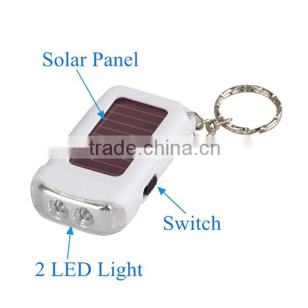 Personalized 2 LED White Plastic Solar Keychain Flashlight photo-6