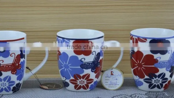 14OZ Flower With Dot Design Decal Printed Coffee Cups, Shiny Surface Porcelain Mug, KL5001-A403 photo-6