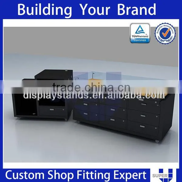 Wood and Glass Cash u Shaped Counter Wooden Cash Counter Table photo-6