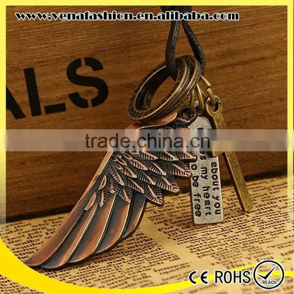 Cross Wing Make Adjustable Cord Leather Lariat Necklace Quality Choice photo-5