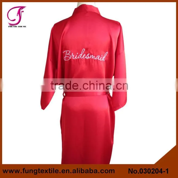 030203 Short Design Embroidered Words Personalized Silk Satin Woman Short Robe photo-4