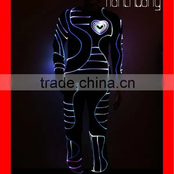 DMX512 Controlled Fiber Optic Tron Dance Costume,Fireman Mascot Costume photo-2