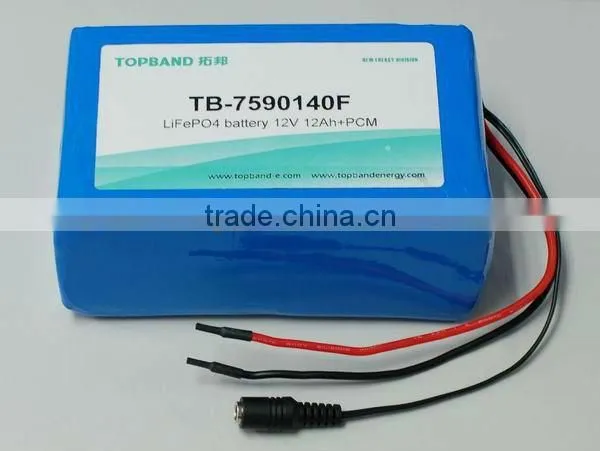 2012 New LiFePO4 Battery TB-7590140F 12V 12AH With PCM Used for Robots