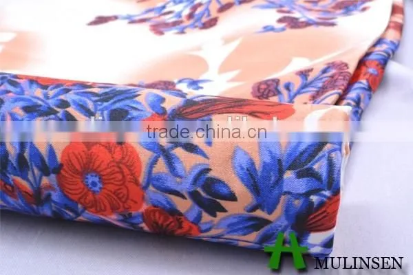 Shaoxing Mulinsen Textile Soft Handfeeling 100% Polyester Twist Satin Fabric Print photo-2