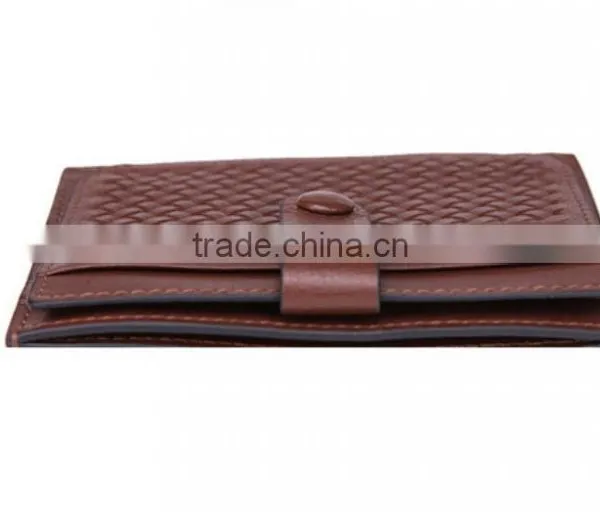 Factory OEM Super Slim Full Protect Snap Closure Lightweight Braided Leather Slim Bag photo-3