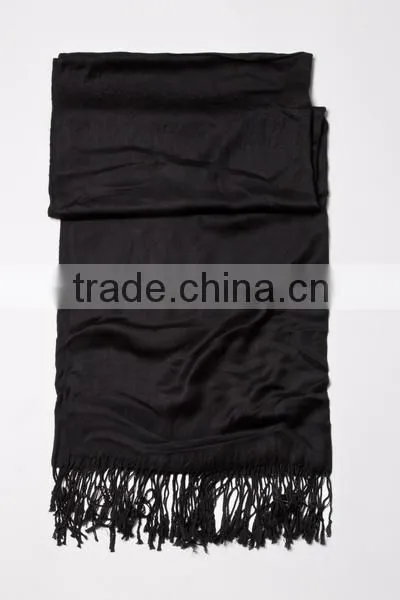 Black Viscose Pashmina Scarf photo-2