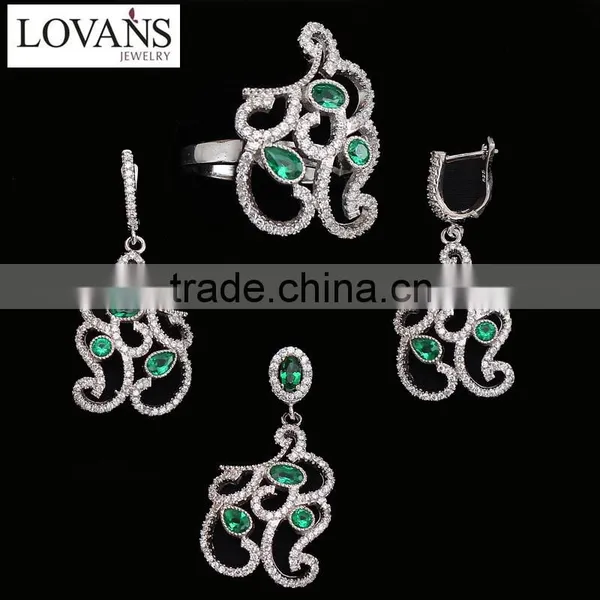 925 Silver Jewelry Wholesale Amethyst Earrings Zircon Jewelry Set Heart TZ-0169 photo-3