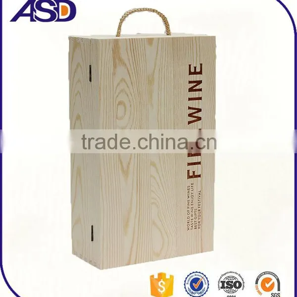 2 Bottle Pine Wooden Wine Box Without Wine Accessories / Wine Packaging Boxes photo-2
