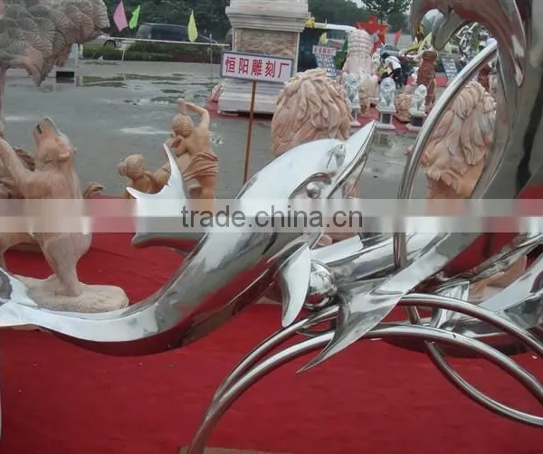 Stainless Steel Dolphin Statue Sculpture For Garden Public Use photo-4