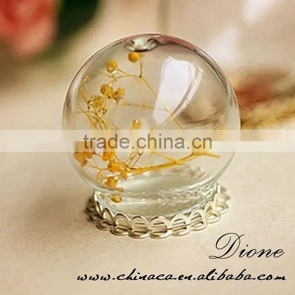 Vintage Style Jewelry Antiqued Bronze Flower Cap Bail Wish Vial Drop Glass Bottle Pendant Vial photo-6