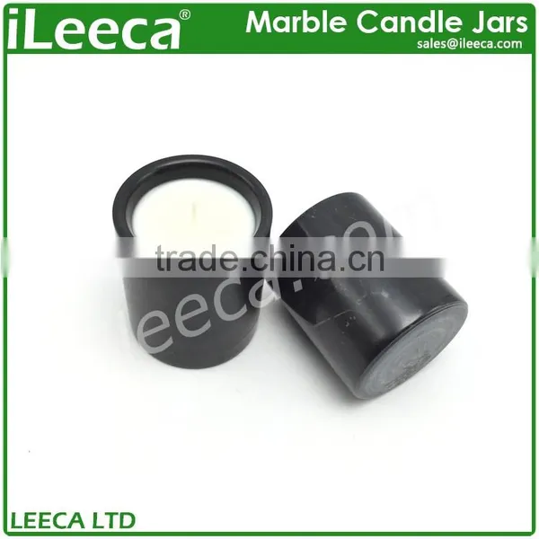 Black Marble Candle Vessels With Mini Tealight Candles photo-5