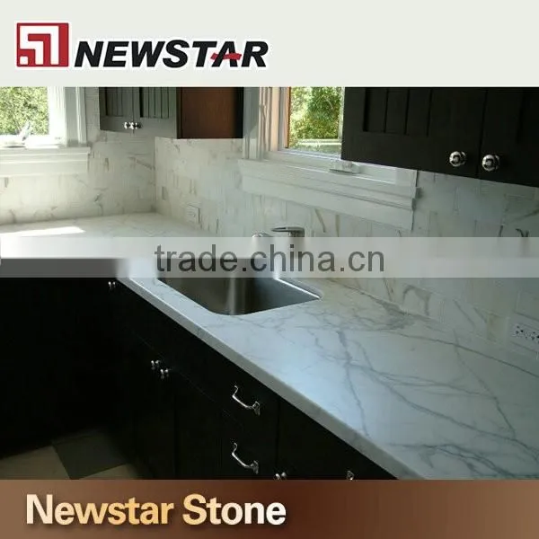 Engineered Stone Quartz Calacatta White Stone Countertop for Kitchen and Bathroom photo-2