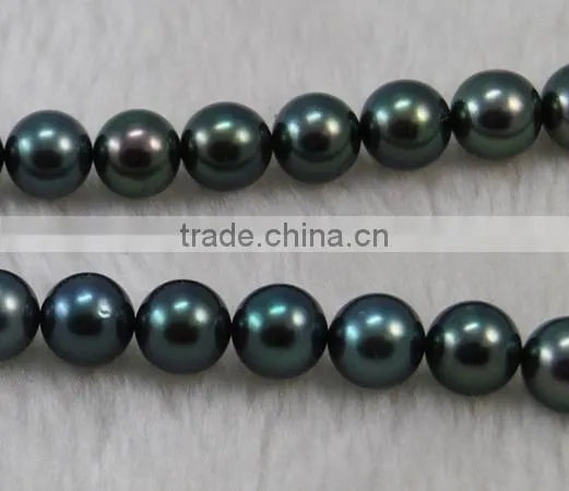 2016 Fashion 9-10mm Peacock Round Tahitian Pearl Strand photo-2