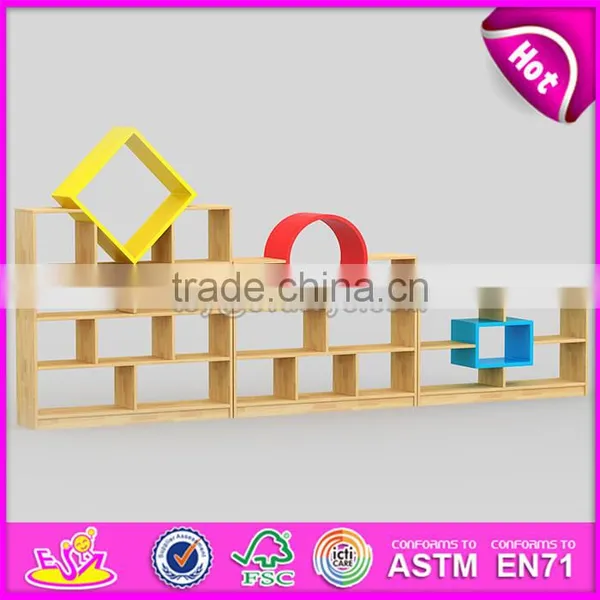 Best design combination colorful bedroom furniture wooden kids storage shelves W08C198