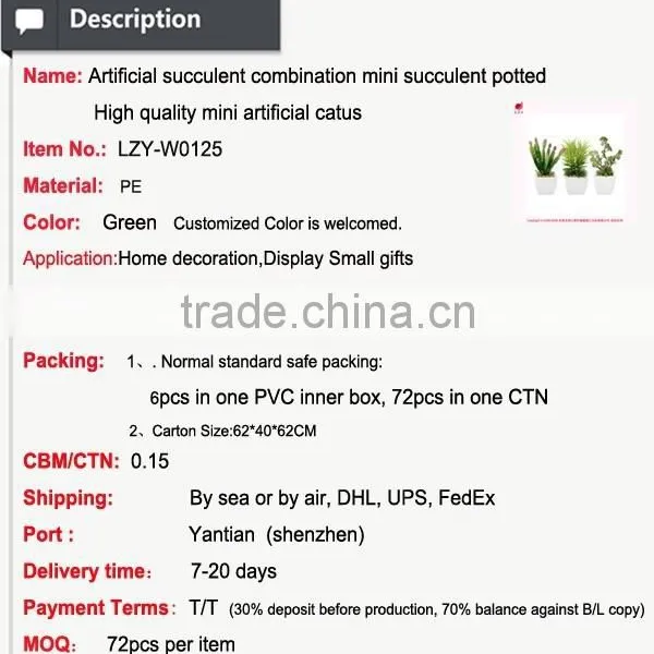 Artificial Succulent Combination Mini Succulent Potted High Quality Mini Artificial Catus photo-2