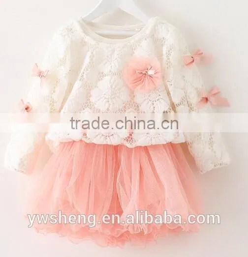 Top Quality Baby Girls Dress Cheap Long Sleeve Children Princess Lace Top Dress photo-3