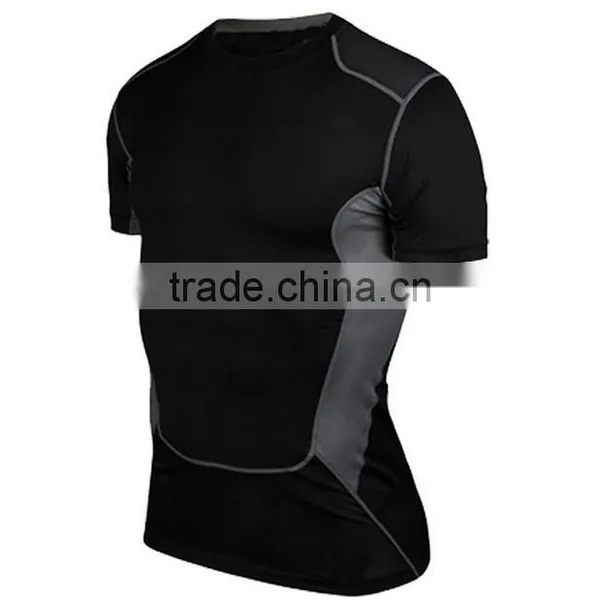 2017 New Fashion Desgin Plain Color 88%Polyester 12%Spandex Breathable Stretch Tank Top T-shirt Sport Men T Shirt photo-4