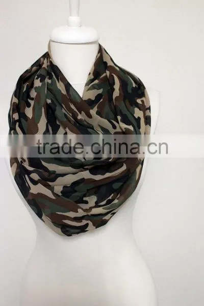Camouflage Pattern Chiffon Infinity Scarf, Circle Scarf, Long Scarf, Summer Scarf, Gift Ideas For Her Women Fashion Accessories photo-2
