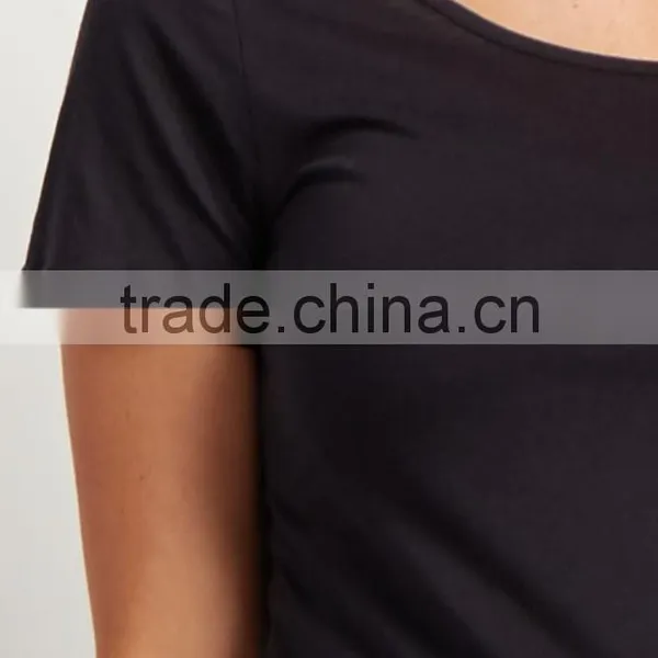 High Quality Cotton&rayon Solid Black Short Sleeve Fashion Maternity Top photo-4
