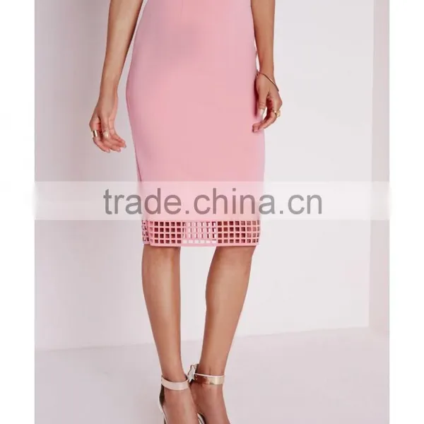 Wholesale High Waist Grid Pattern Pencil Skirt Lady Midi Skirts photo-2