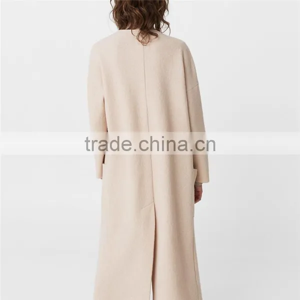 2018 Winter New Style Back Slit Decorative Trim Patch Pockets Oversize Wool Coat photo-4