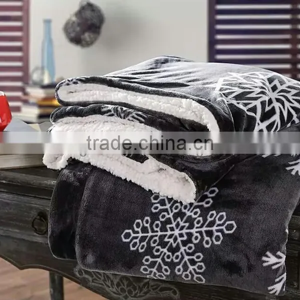 100% Polyester Bed Sheet Set Comfy Crochet Knit Christmas Print Throw Plush Fleece Blanket Korean Blanket for Home Textile