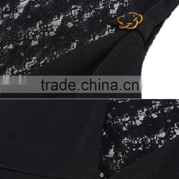 Sexy Black V Neck Plain Dresses Fashion Design Empty Back Bodycon Dress for Wholesale photo-5