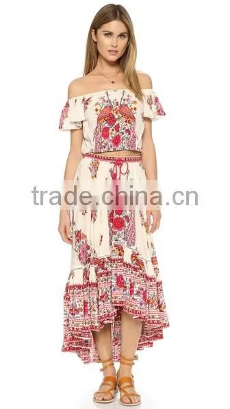 2016 Designed for Fashion Women Floral Skirt Long Flared Skirt Ladies'skirt OEM