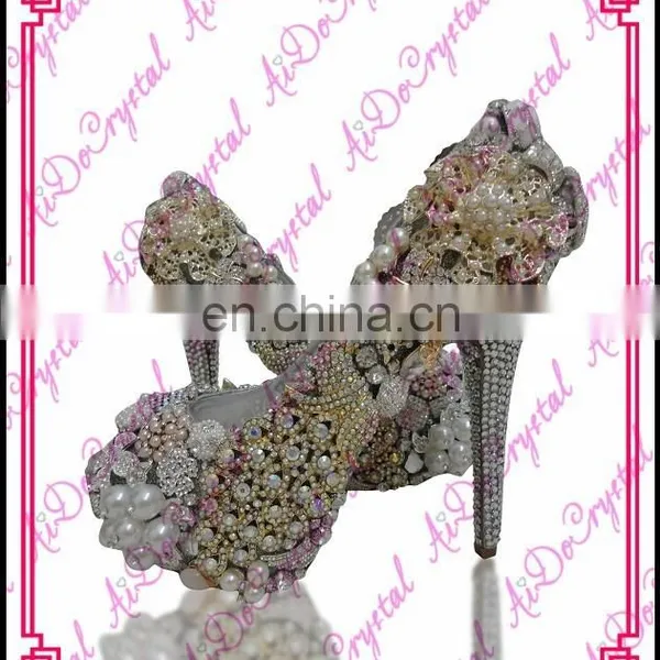 Aidocrystal Bling Custom Rhinestone Wedding Shoes High Heels, Platform Evening Shoes Heels Stones