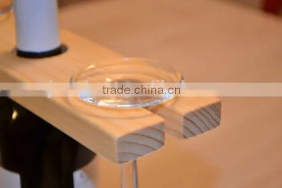 Accept OEM Solid Wooden Wine Holder With Two Glasses photo-2