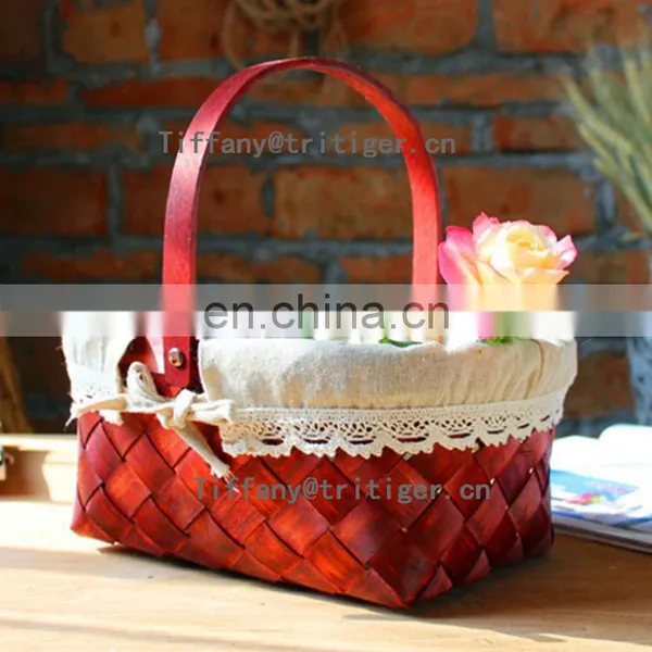Handicraft Rectangle Wood Chip Christmas Gifts Storage Basket photo-3