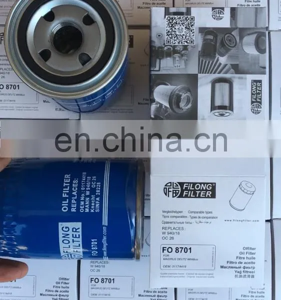 FILONG Manufacturer High Quality Oil Filter FO-8701 01174418 W940/18 01182553 1173481 1174418 OP657 PH2842 H17W27 OC026 photo-3