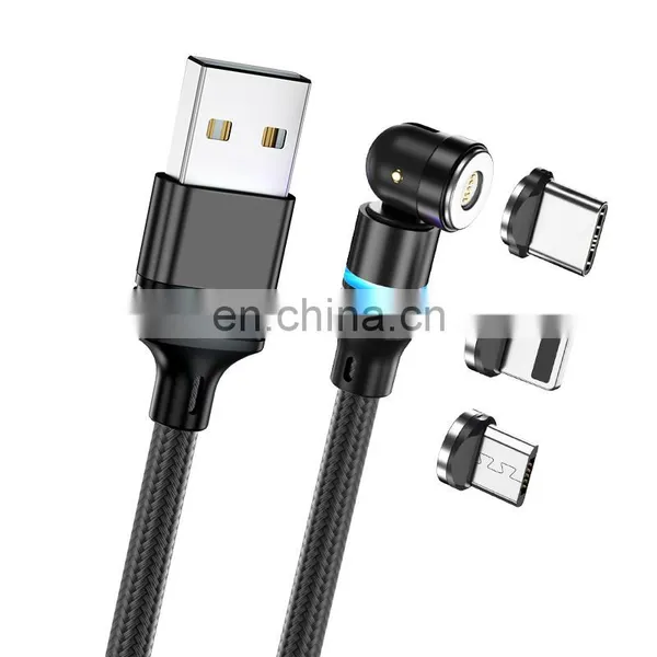Wholesale 3PIN 1M 2M 540 Rotation Fast Charging Micro Type C Data Magnetic 3 In 1 Usb Charging Cable Data Cable photo-2