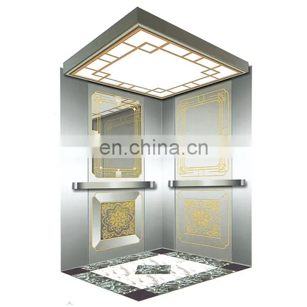 630kg~1600kg,1.0m/s~1.75m/s Machine Room Elevator Cabins, Luxury Residential Passenger Cabin photo-3