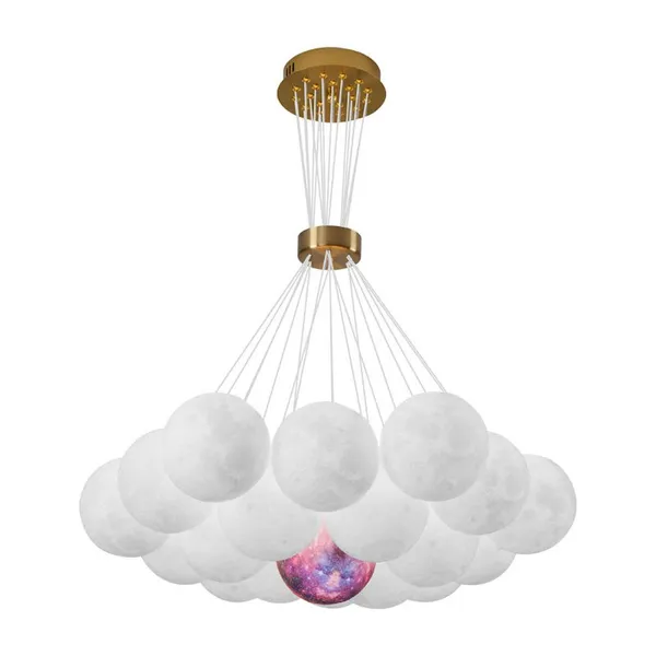 Moon-Ball Cluster Pendant - White Plastic Spheres G9 7/13/19-Ball photo-5