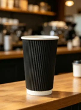 Disposable Biodegradable Ripple Paper Cups for Coffee and Tea photo-5