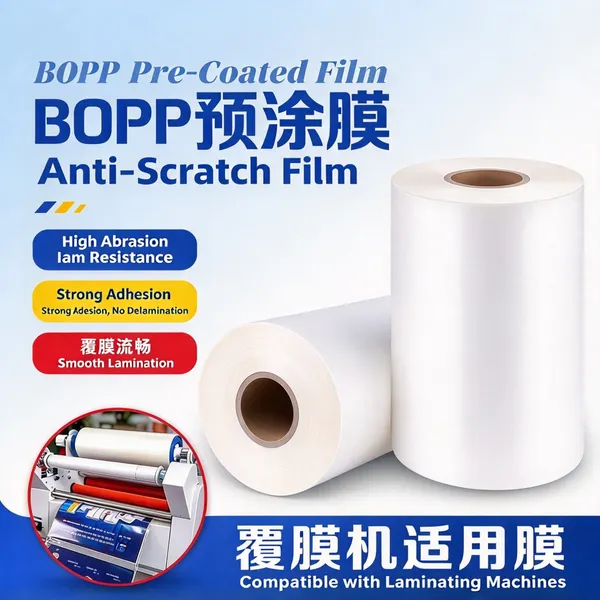 BOPP Super Anti-Scratch Matte & Gloss Lamination Film, 3 Inch Core, Pre-coated Anti Scratch Film, Black Anti-Scratch Film, 20mic / 28mic / 30mic